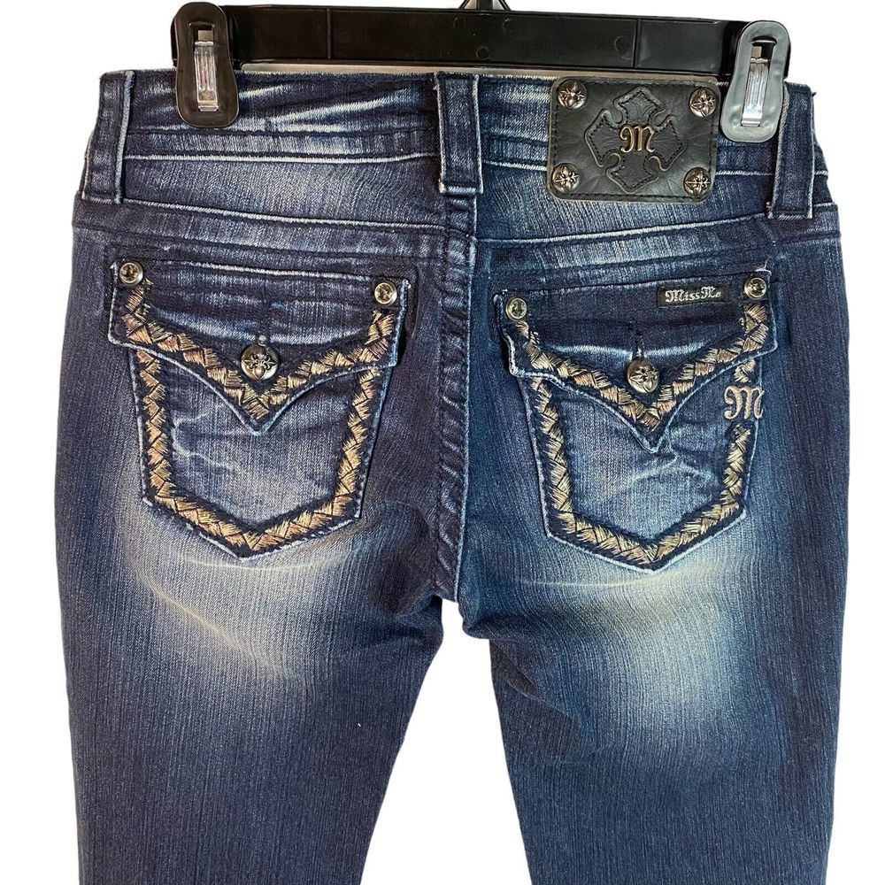 New Miss Me Jeans Womens Size 26 skinny dark Denim Embellished stitched Pockets